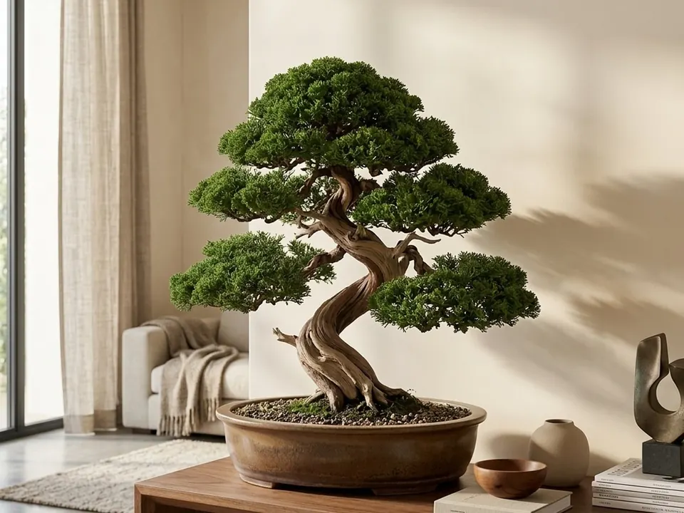 Salon Konsolu Üzerinde Dekoratif Bonsai Tasarımı