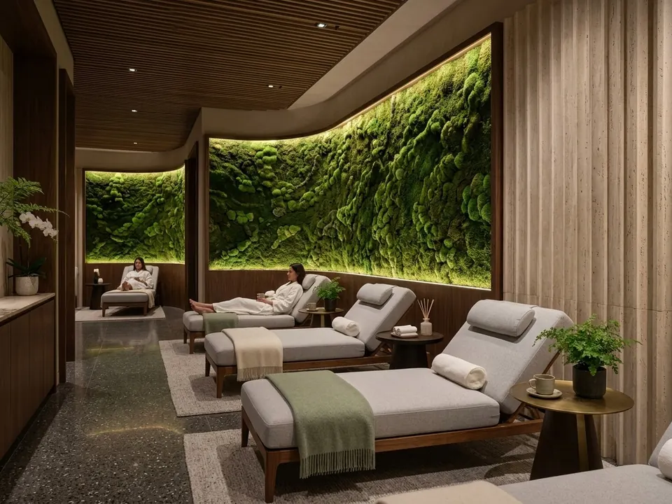 Lüks Spa & Wellness Merkezi Biyofilik Dinlenme Alanı Tasarımı